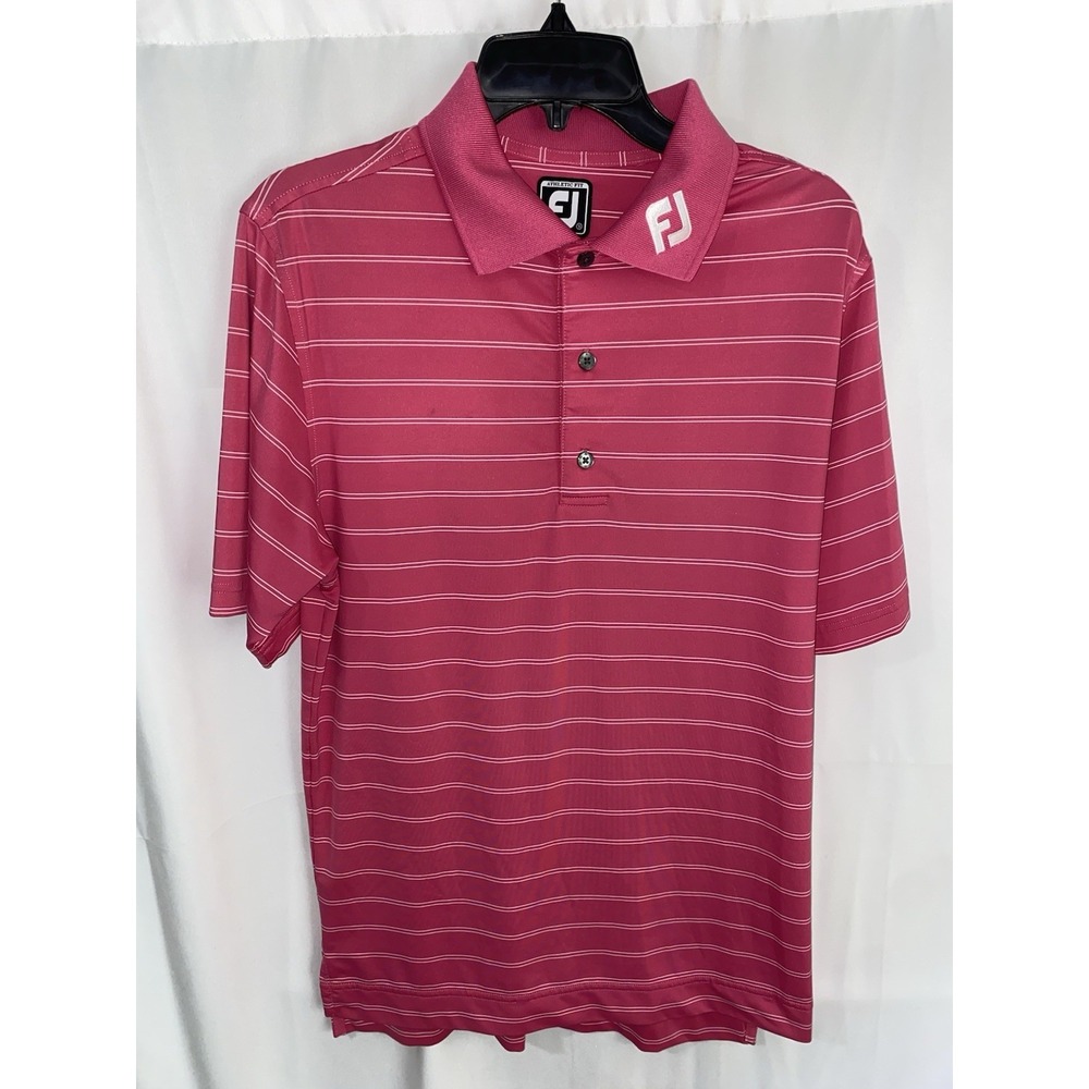 Footjoy Polo Shirt Mens Small‎ Pink Performance Pro Tour Collar Logo Golf
